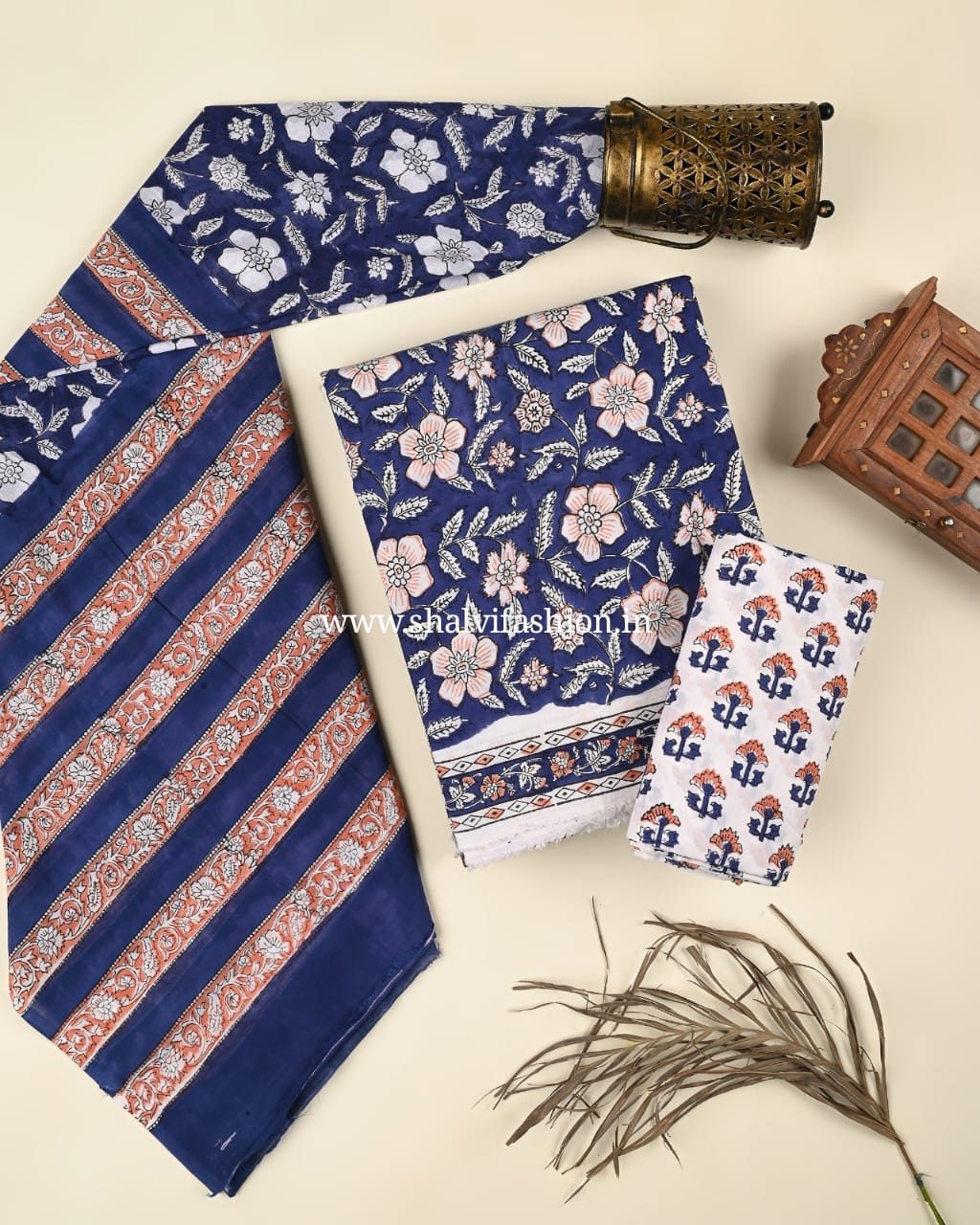 Shop unstitched cotton suits with mulmul dupatta (PRMUL470)