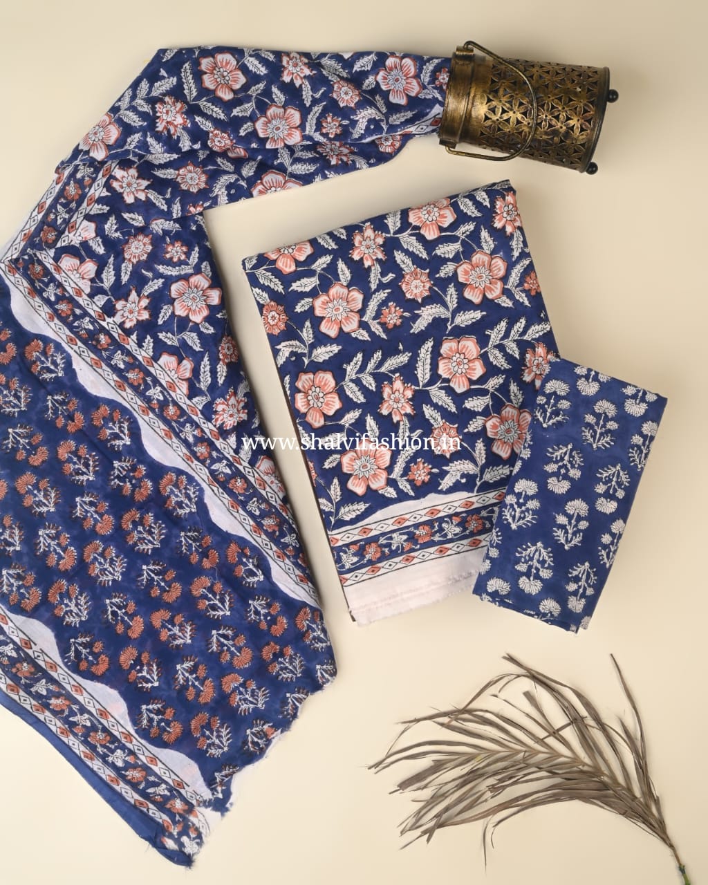 Shop unstitched cotton suits with mulmul dupatta (PRMUL470)