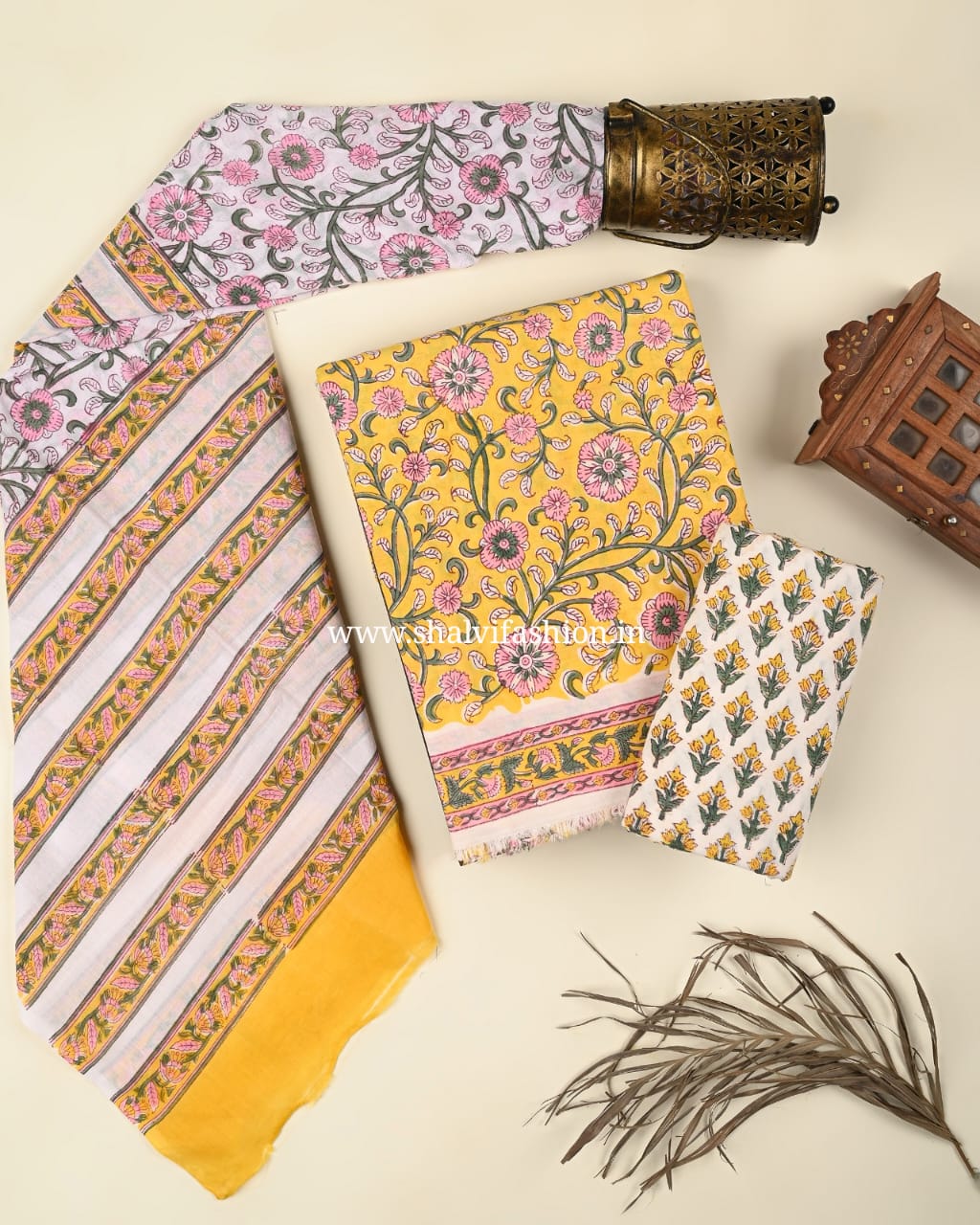 Shop unstitched hand block print cotton suits (PRMUL472)