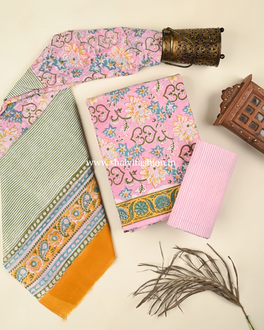 Shop block print cotton suits with cotton dupatta online shopping (PRMUL487)