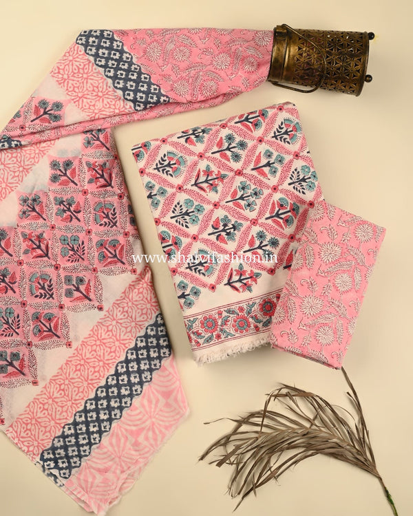 Shop jaipuri hand block print cotton suits online shopping (PRMUL502)