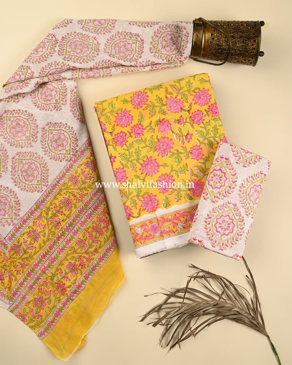 Shop block print cotton suits in jaipur (PRMUL507)