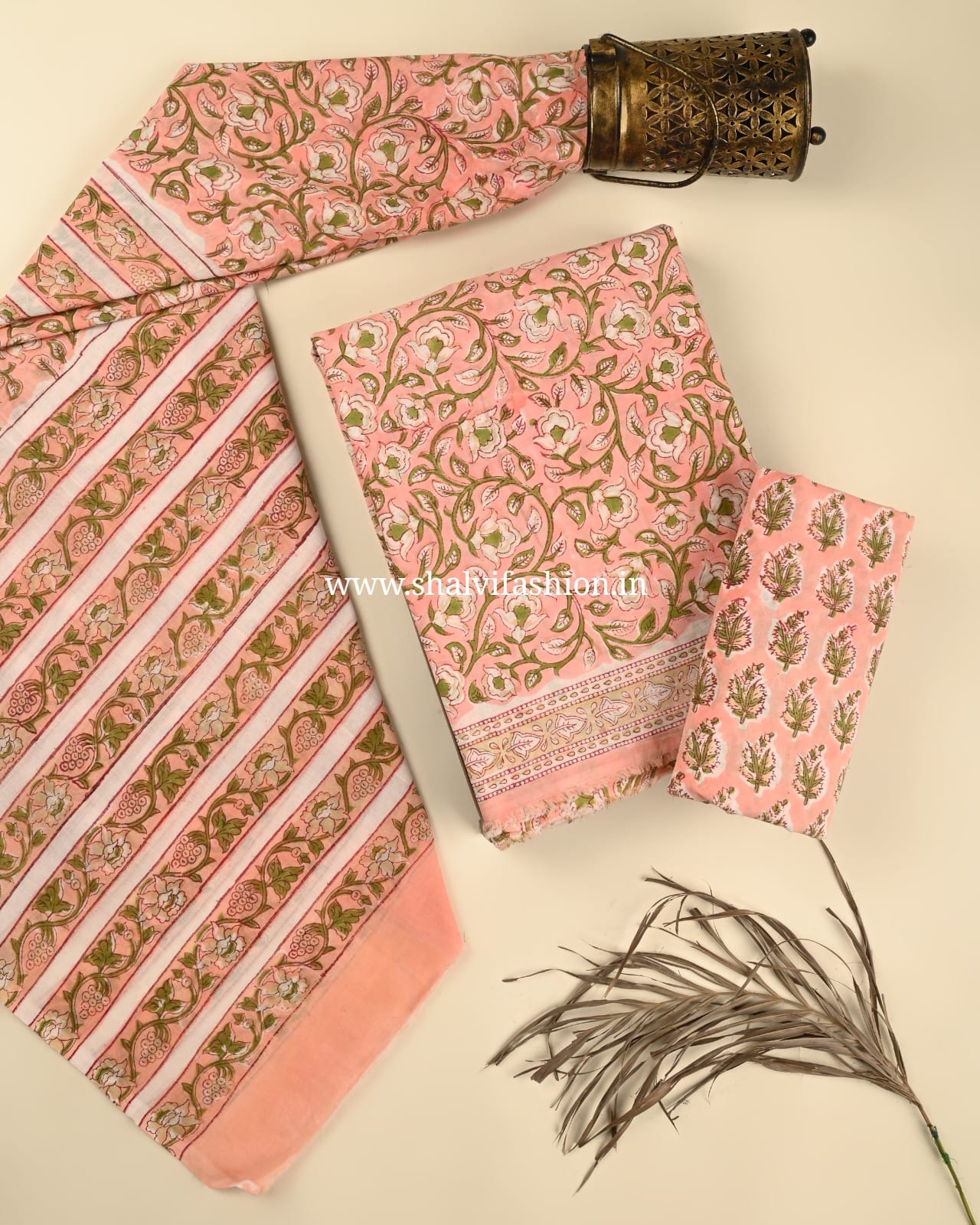Shop hand block print cotton suits online shopping (PRMUL518)