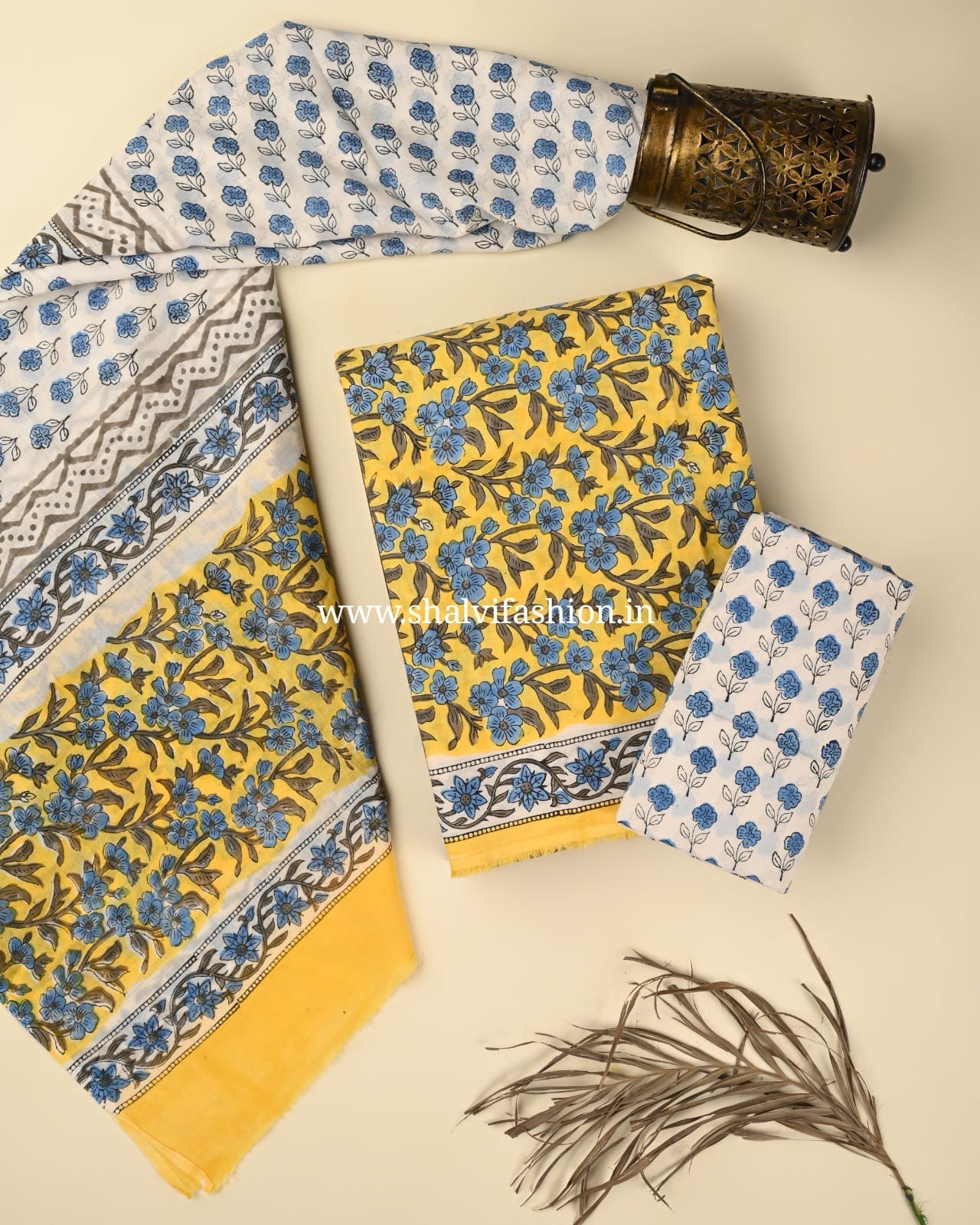 Shop jaipuri printed cotton suits with mulmul dupatta (PRMUL529)