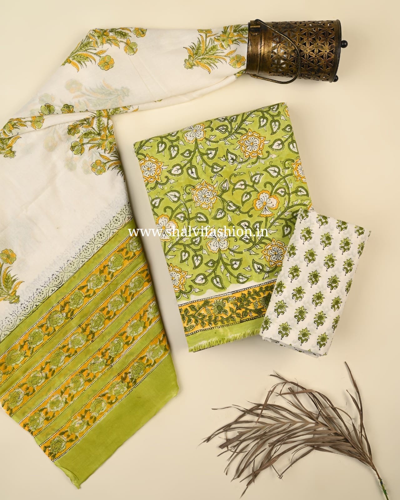 Shop unstitched block print cotton suits in jaipur (PRMUL534)