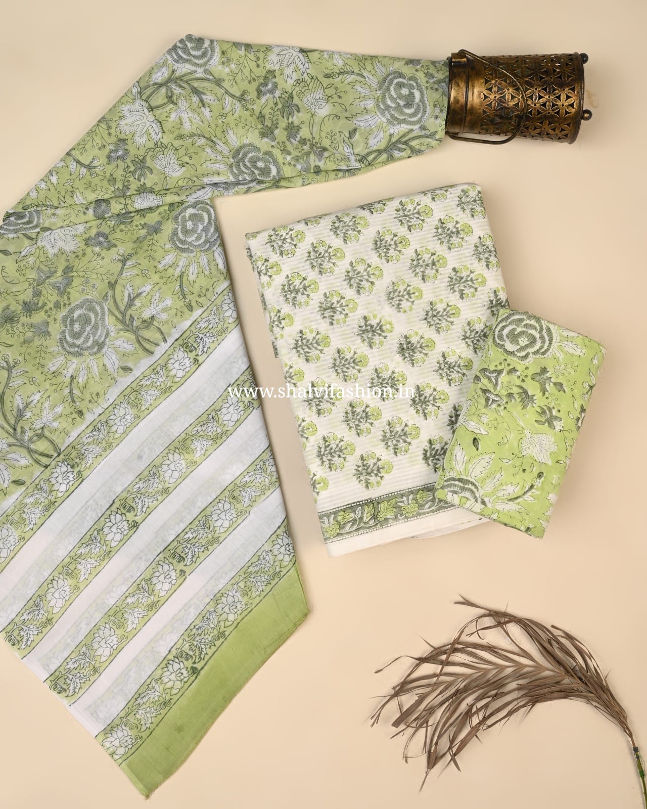 Shop jaipuri printed cotton suits with mulmul dupatta (PRMUL640)