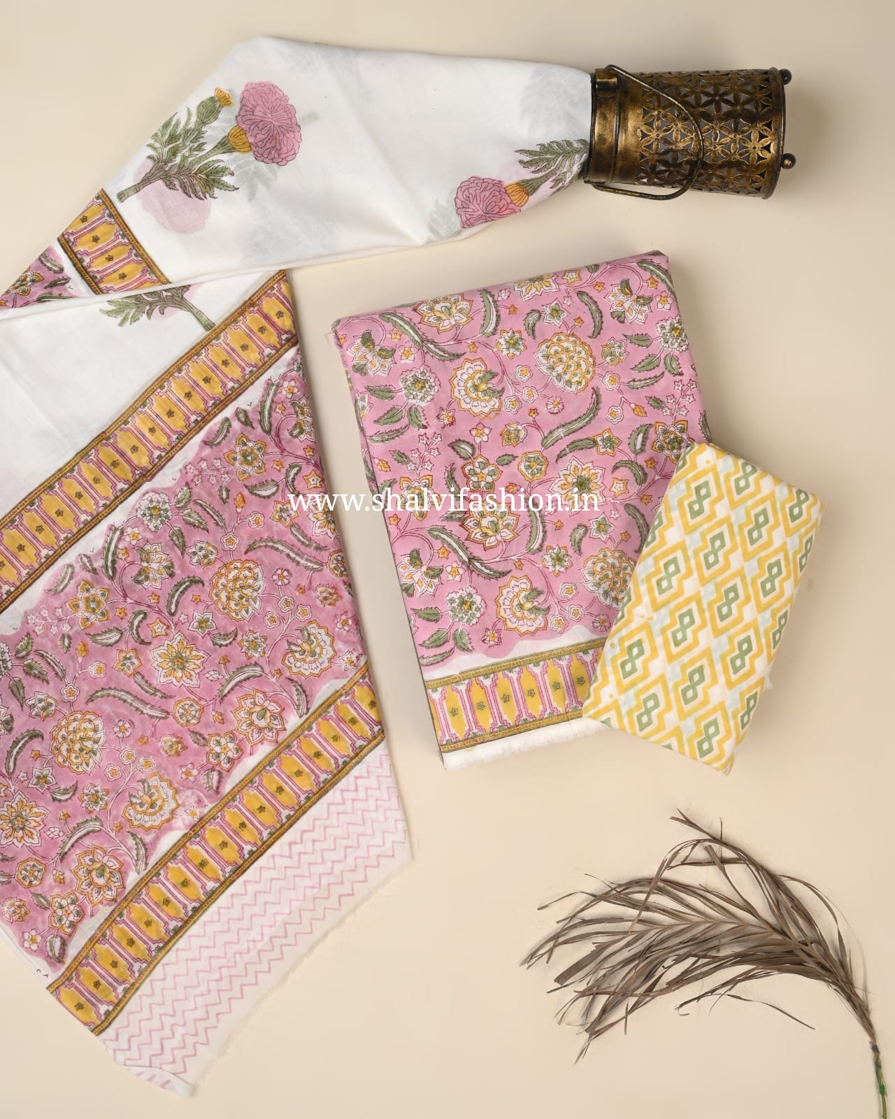 Shop jaipuri hand block printed cotton suits online shopping (PRMUL660)