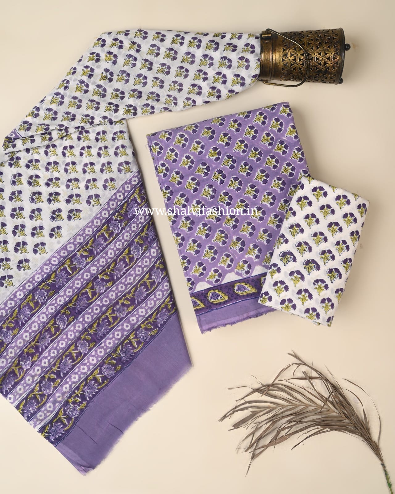 Shop jaiuri printed cotton suits with mulmul dupatta online (PRMUL673)