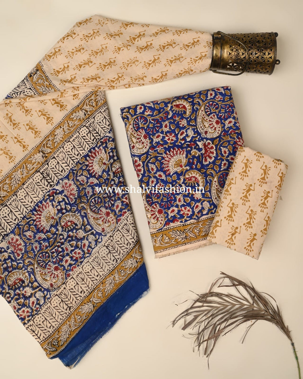 Shop hand block print cotton suits online shopping (PRMUL715)