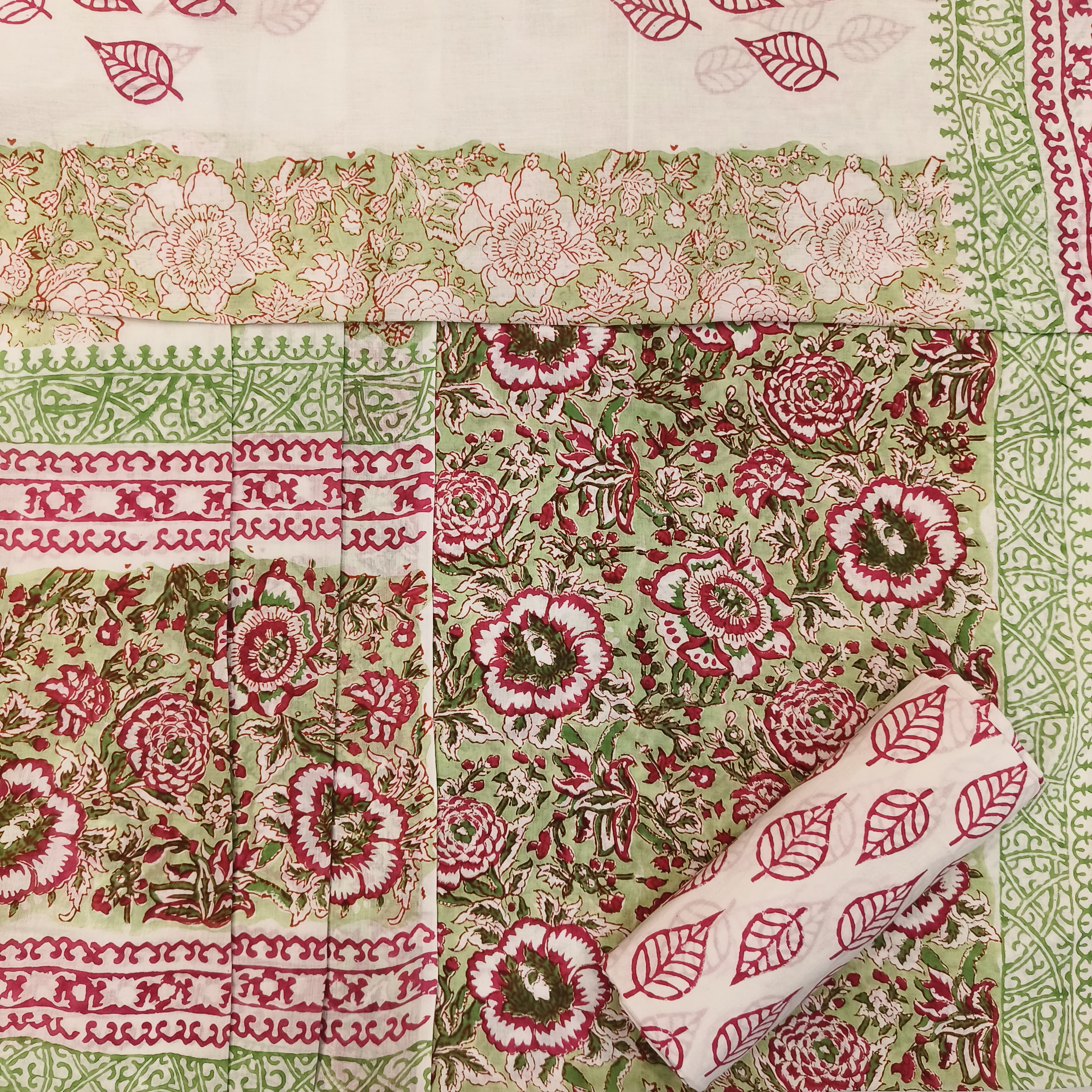 Shop unstitched blue jaal print cotton suit with kota dupatta (RKD07)