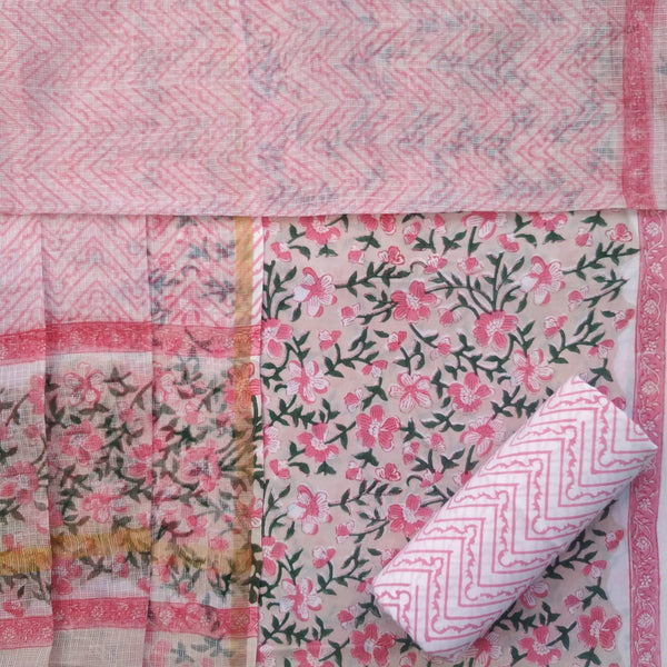 Shop unstitched block print cotton suit sets with kota dupatta (RKD130)