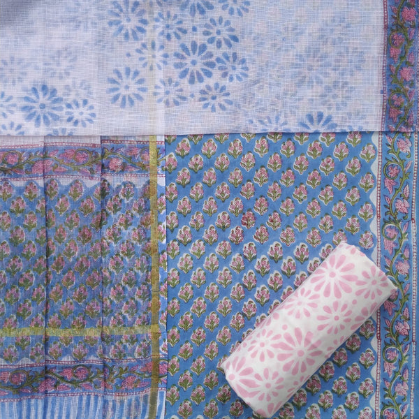 Shop block print cotton suits with doria dupatta (RKD136)