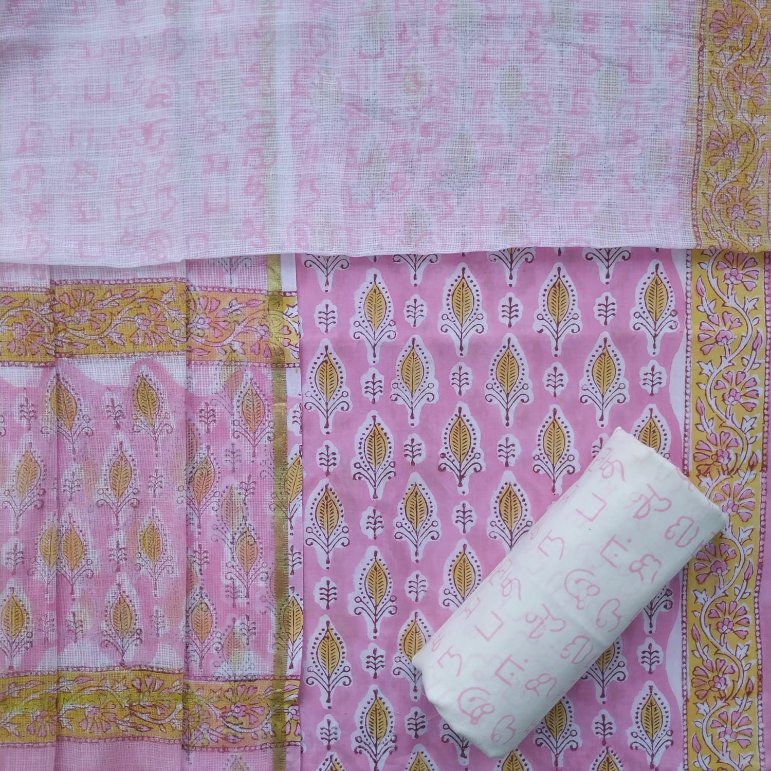 Shop unstitched block print cotton suits (RKD137)