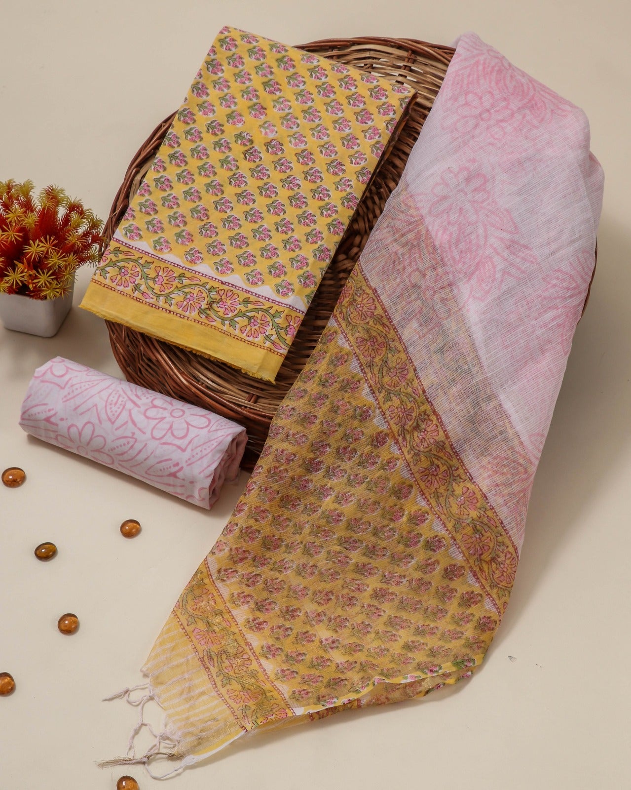 Shop kota doria dupatta cotton suits online (RKD139)