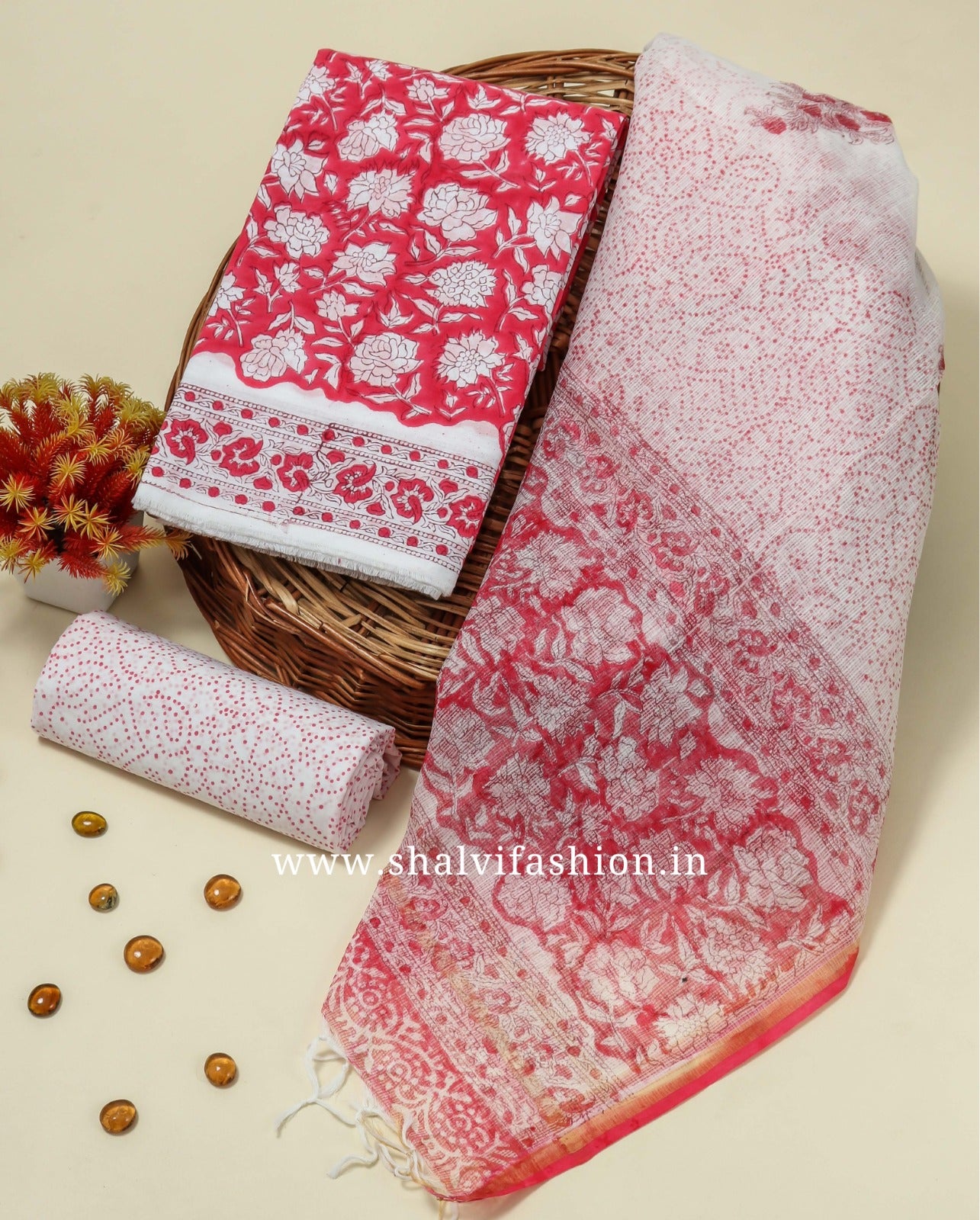 Shop unstitched cotton suits with kota dupatta online (RKD151)