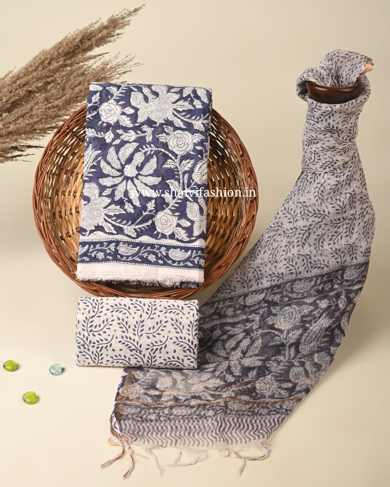 Jaal Print Cotton Suit Set with Kota Doria Dupatta (RKD169)