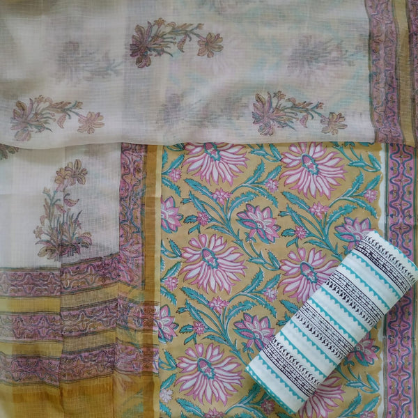 Shop hand block printed cotton suits with kota dupatta (RKD30)