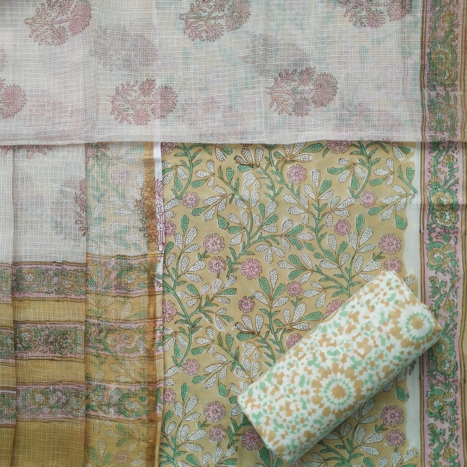 Shop unstitched cotton suits with kota dupatta (RKD39)