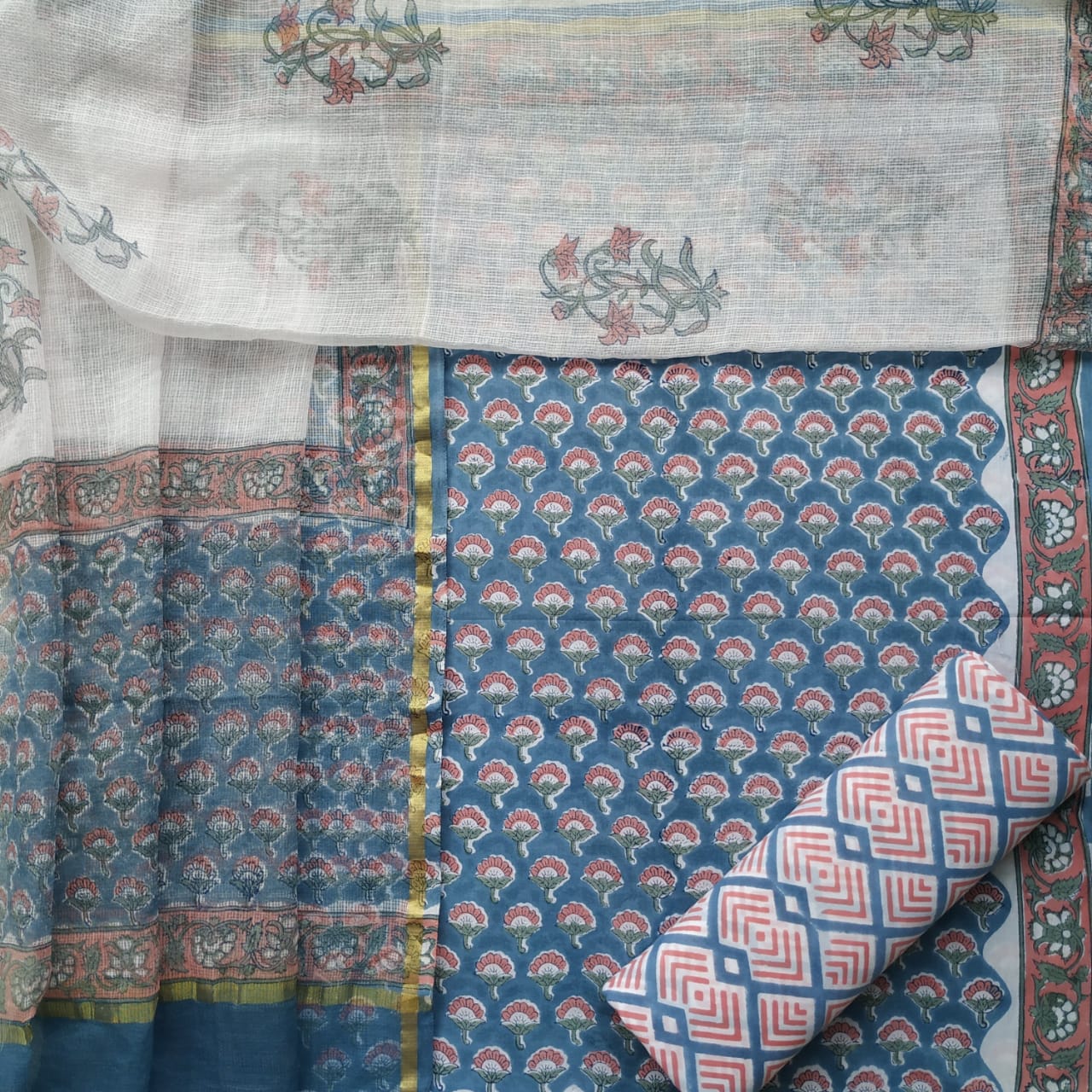 Shop unstitched block print cotton suits in jaipur (RKD47)
