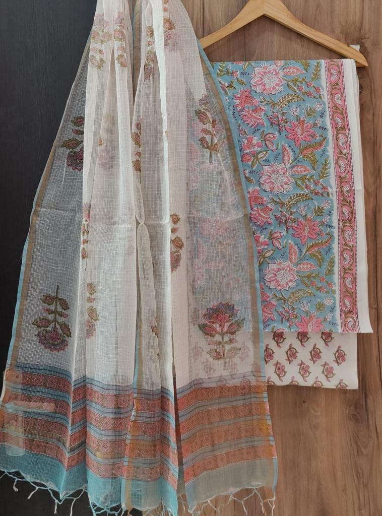 Shop jaipuri print cotton suits with doria dupatta (RKD64)