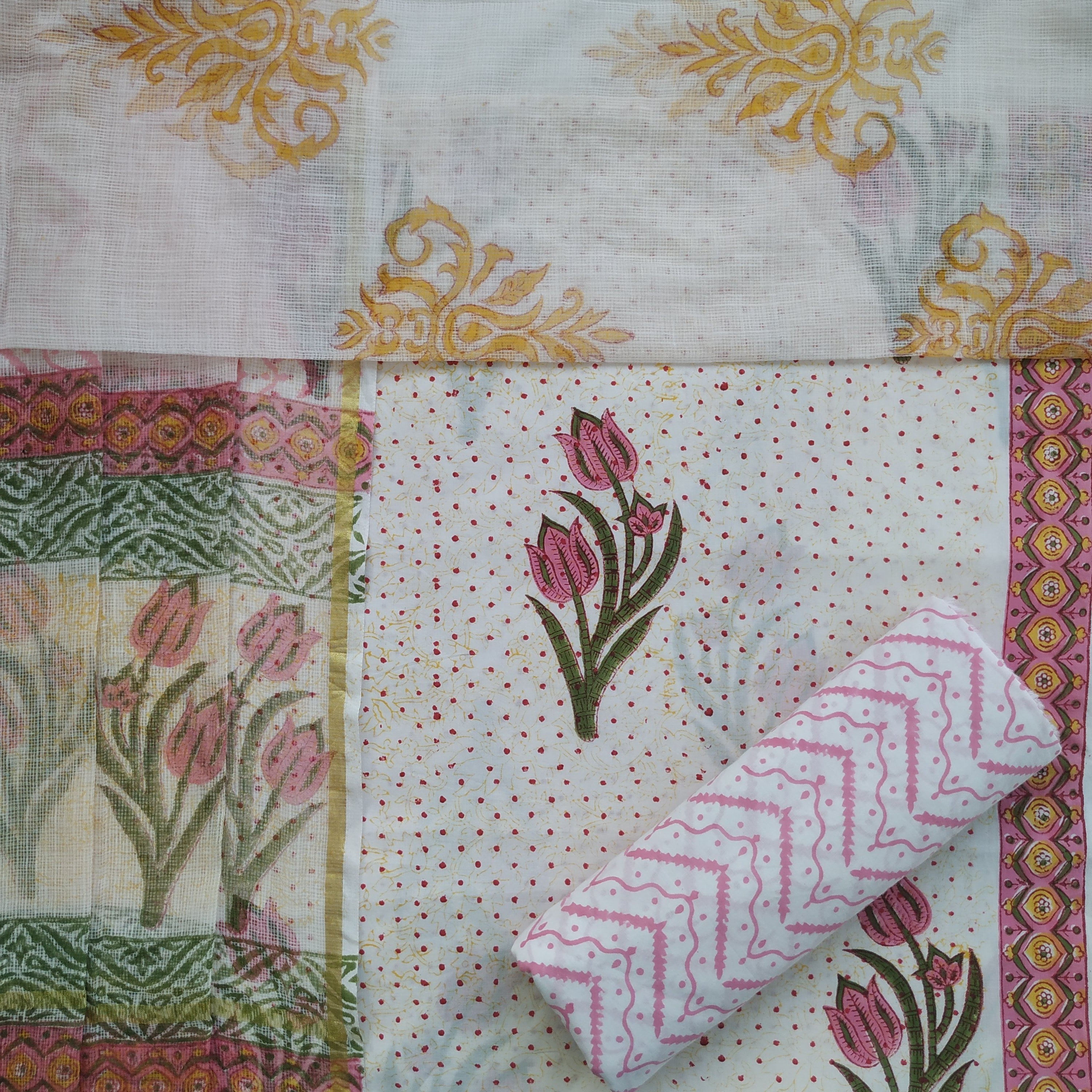 Shop hand block printed cotton suits with kota dupatta (RKD66)