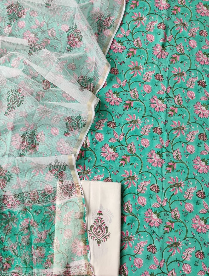Shop jaipuri print cotton suits with kota dupatta (RKD79)