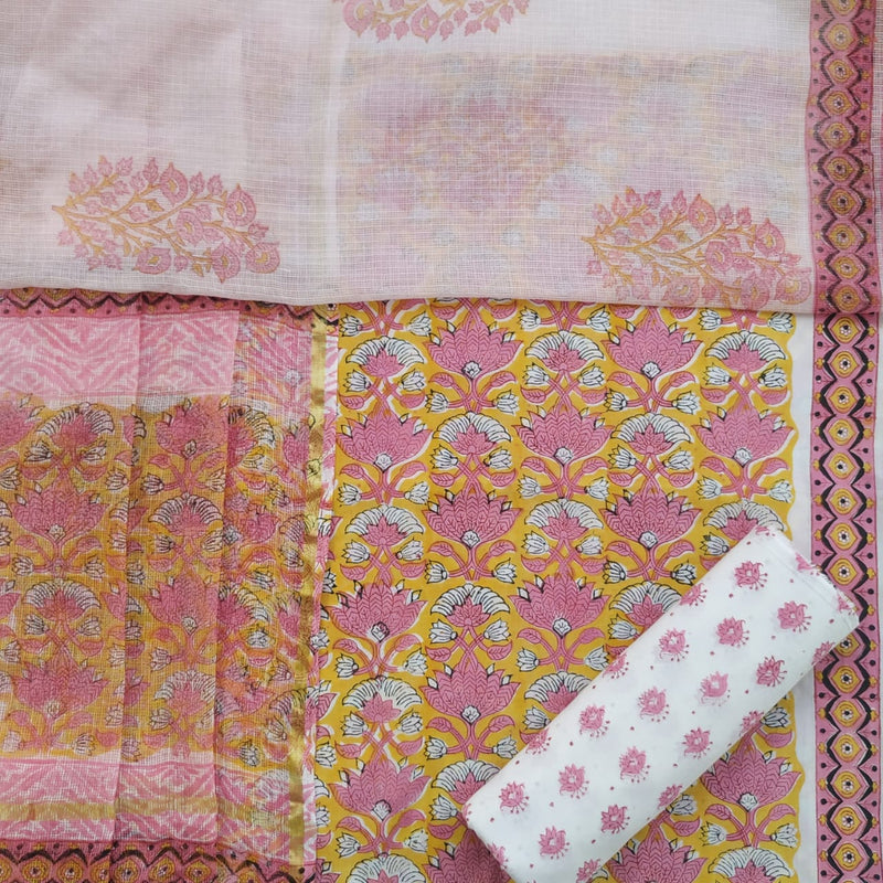 Shop block printed cotton suits with kota dupatta in jaipur (RKD94)
