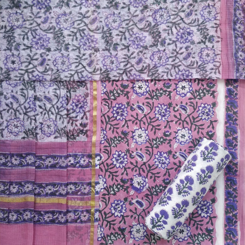 Shop block printed kota dupatta cotton suits in jaipur (RKD98)