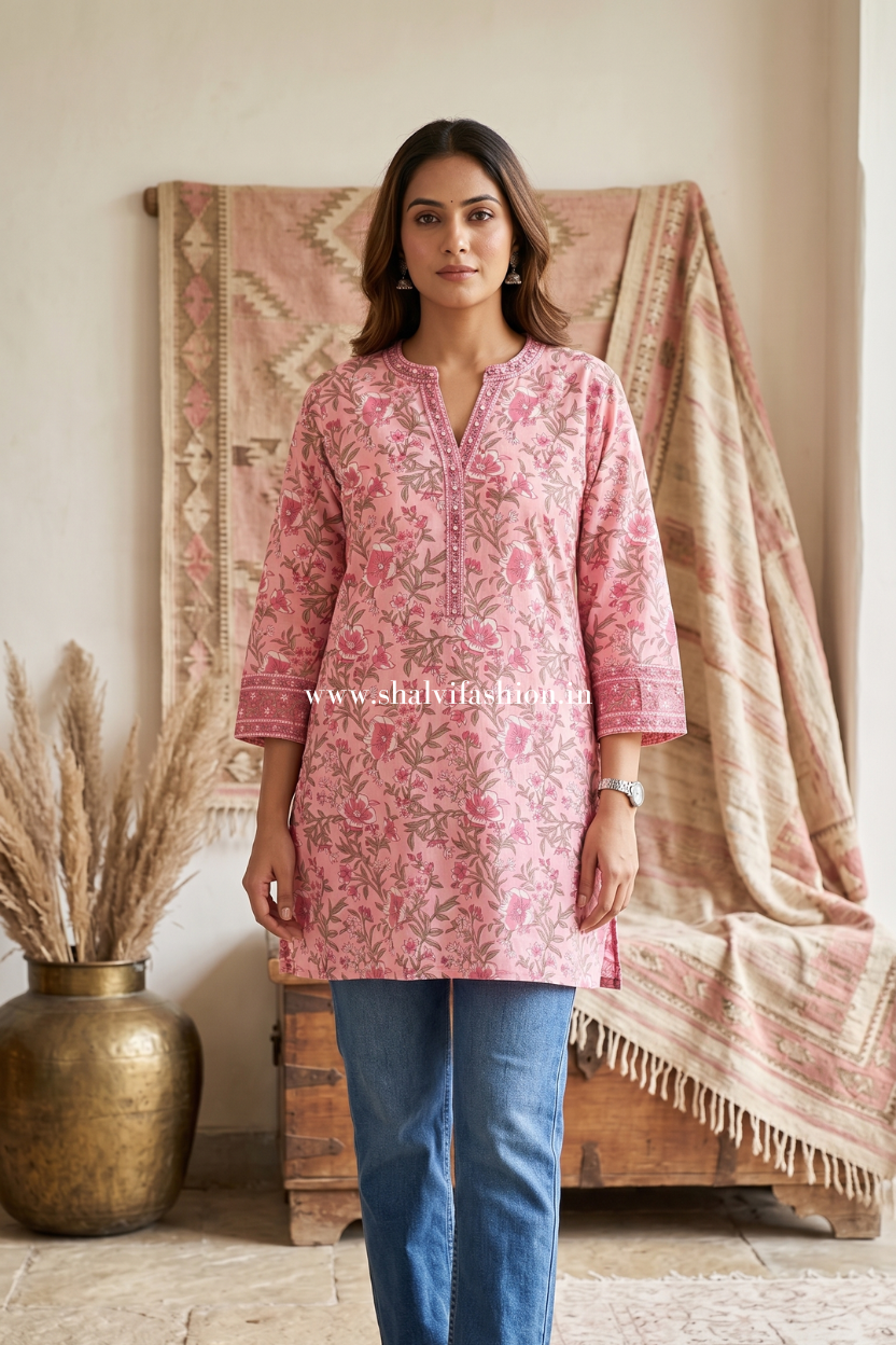 Shop jaipuri hand block print pure cotton tops (TOP49)