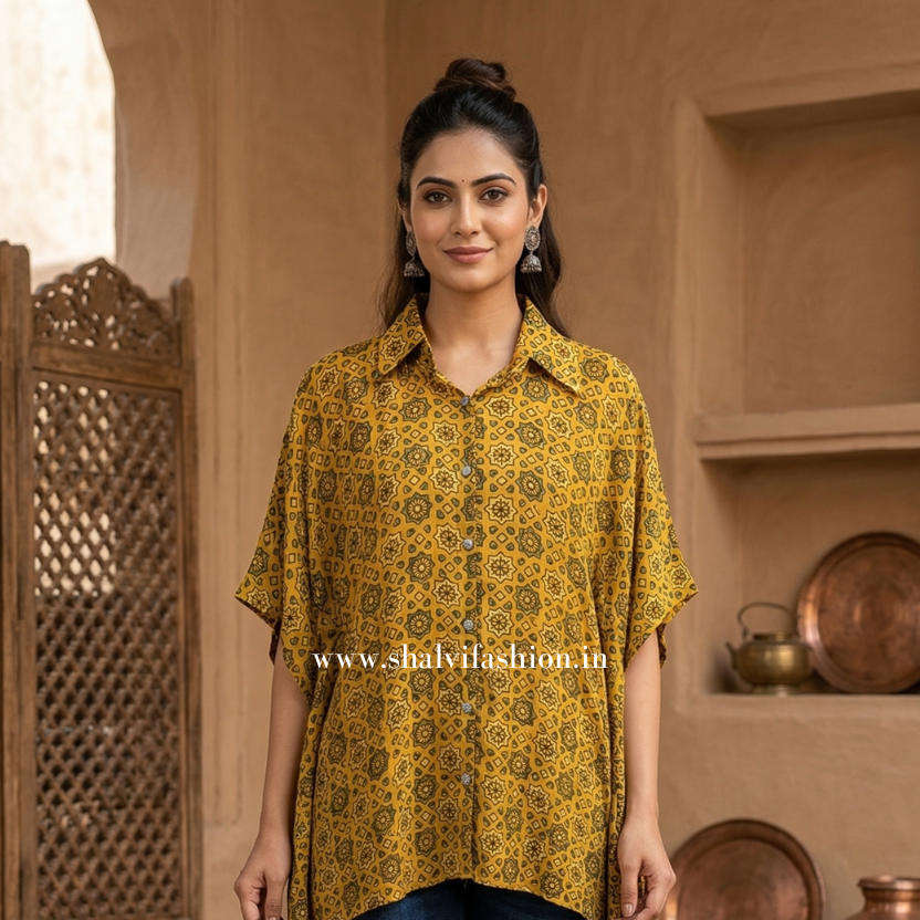 Shop hand block print modal tops online (TOP51)