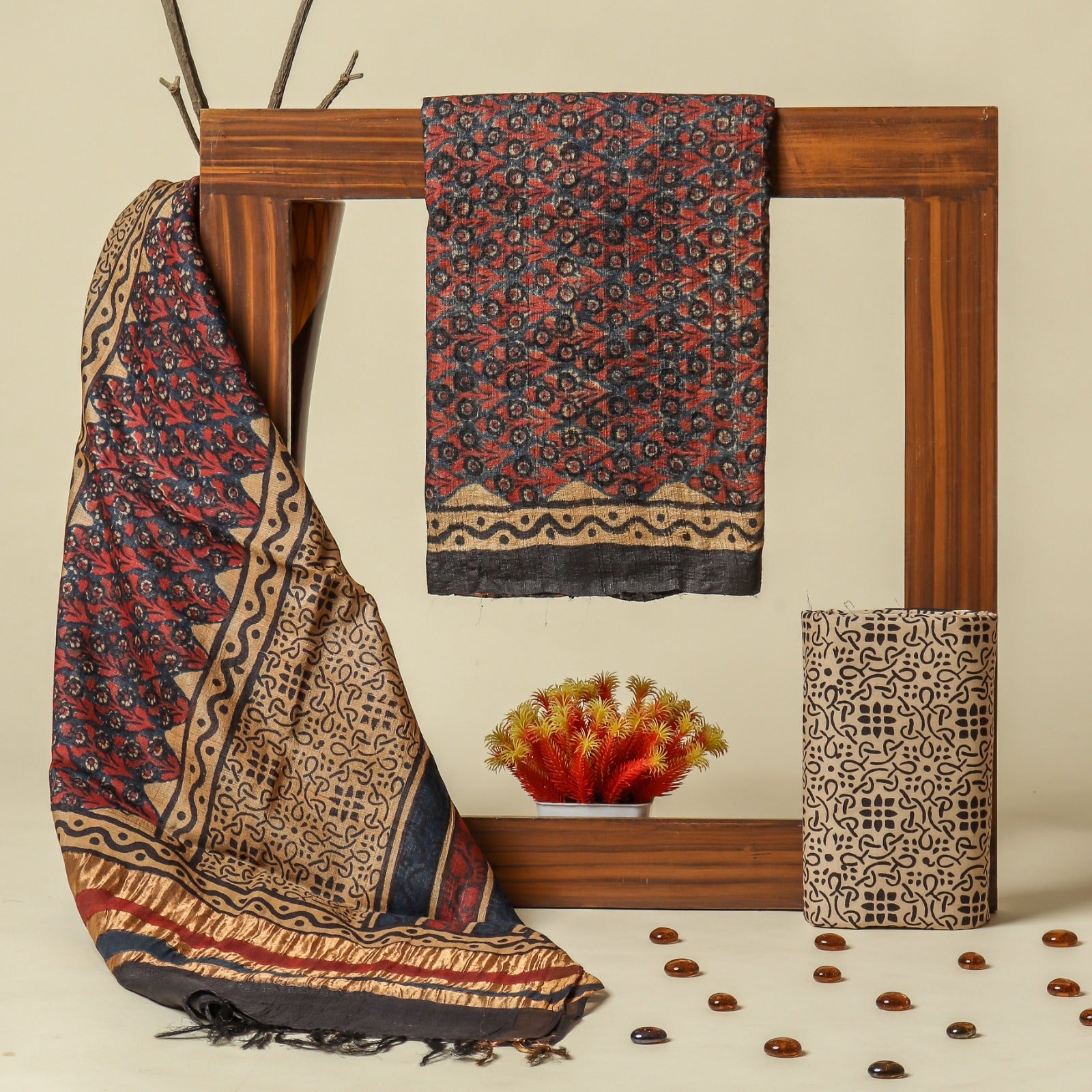 Shop jaipuri print tussar silk suits online shopping (TUS20)
