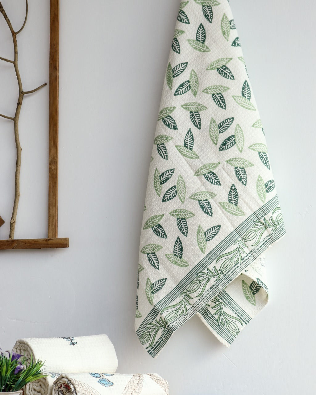 Shop traditional block print waffle cotton towels (TWL12)