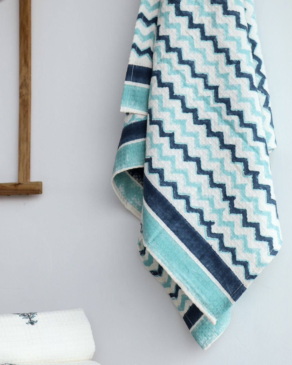 Shop block printed waffle cotton towels (TWL14)