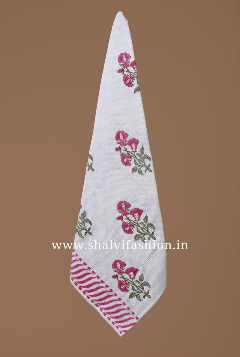 Shop pink buta print cotton towels (TWL23) 