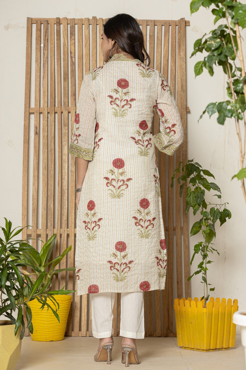 Exclusive Hand Block Print Mulmul Chanderi Suit Set (CSS232)