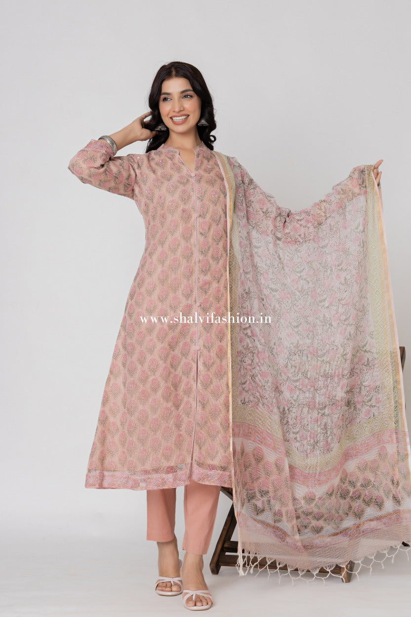 Shop hand block printed kota doria suits online shopping (CSS277)