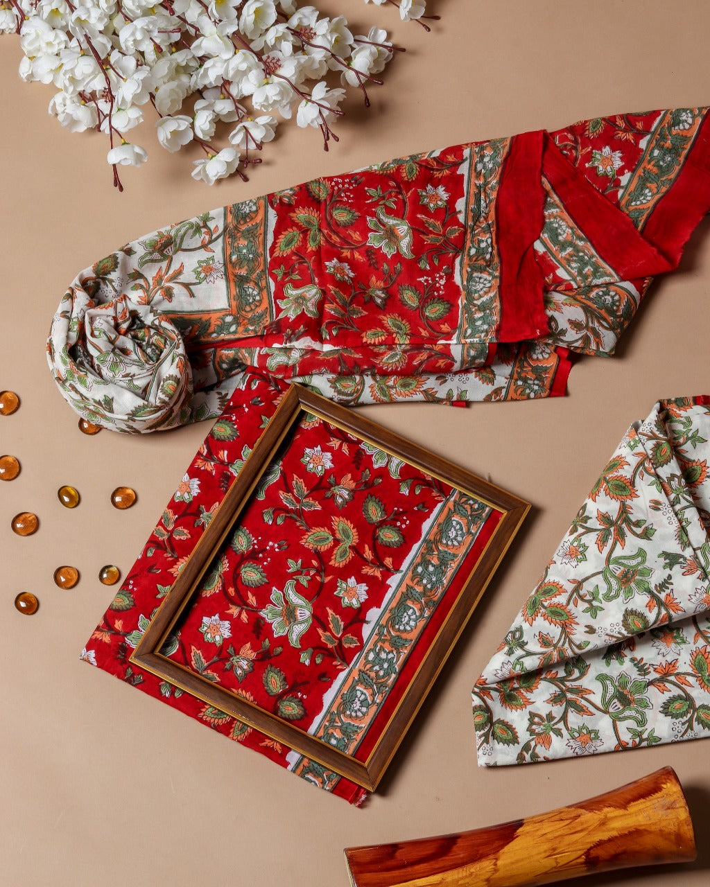 Shop Unstitched Pure Cotton Suits with Mulmul Dupatta