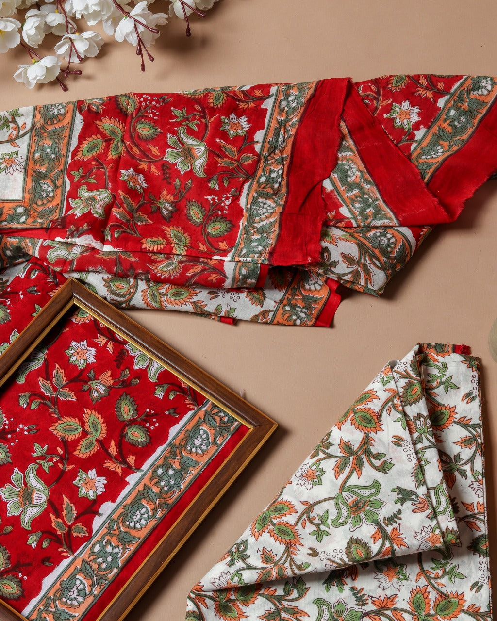 Shop Unstitched Pure Cotton Suits with Mulmul Dupatta