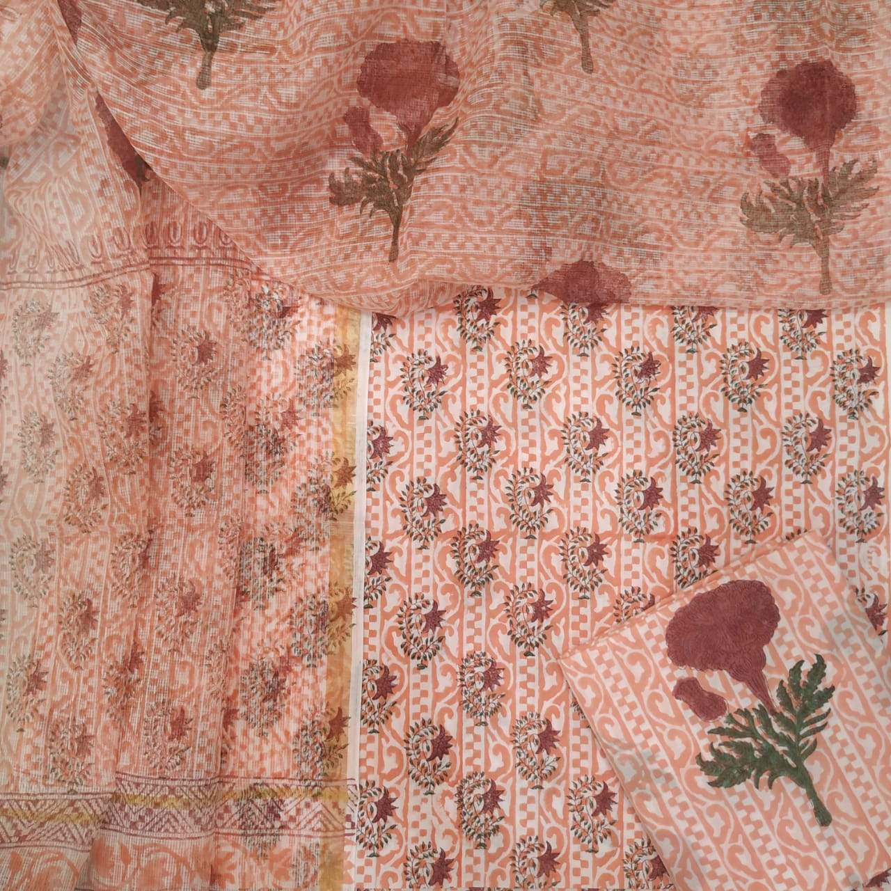 Summer Edit: Pastel Prints Cotton Suit with Kota Doria Dupatta (3CKD139) - ShalviFashion