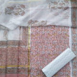 Shop Unstitched Hand Block Print Pure Cotton Suits with Kota Doria Dupatta (3CKD184)