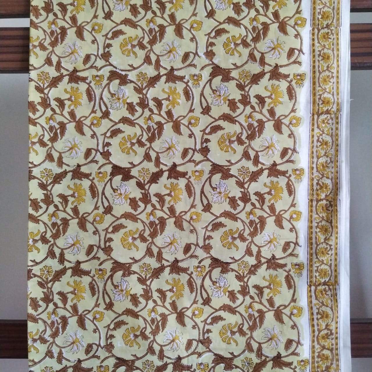 Exclusive Hand Block Floral Jaal Printed Pure Cotton Suit with Kota Doria Dupatta (3CKD260)