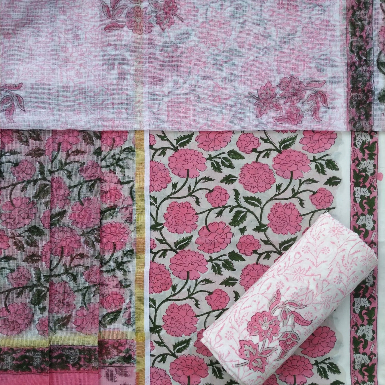 shop cotton suit with kota doria dupatta online