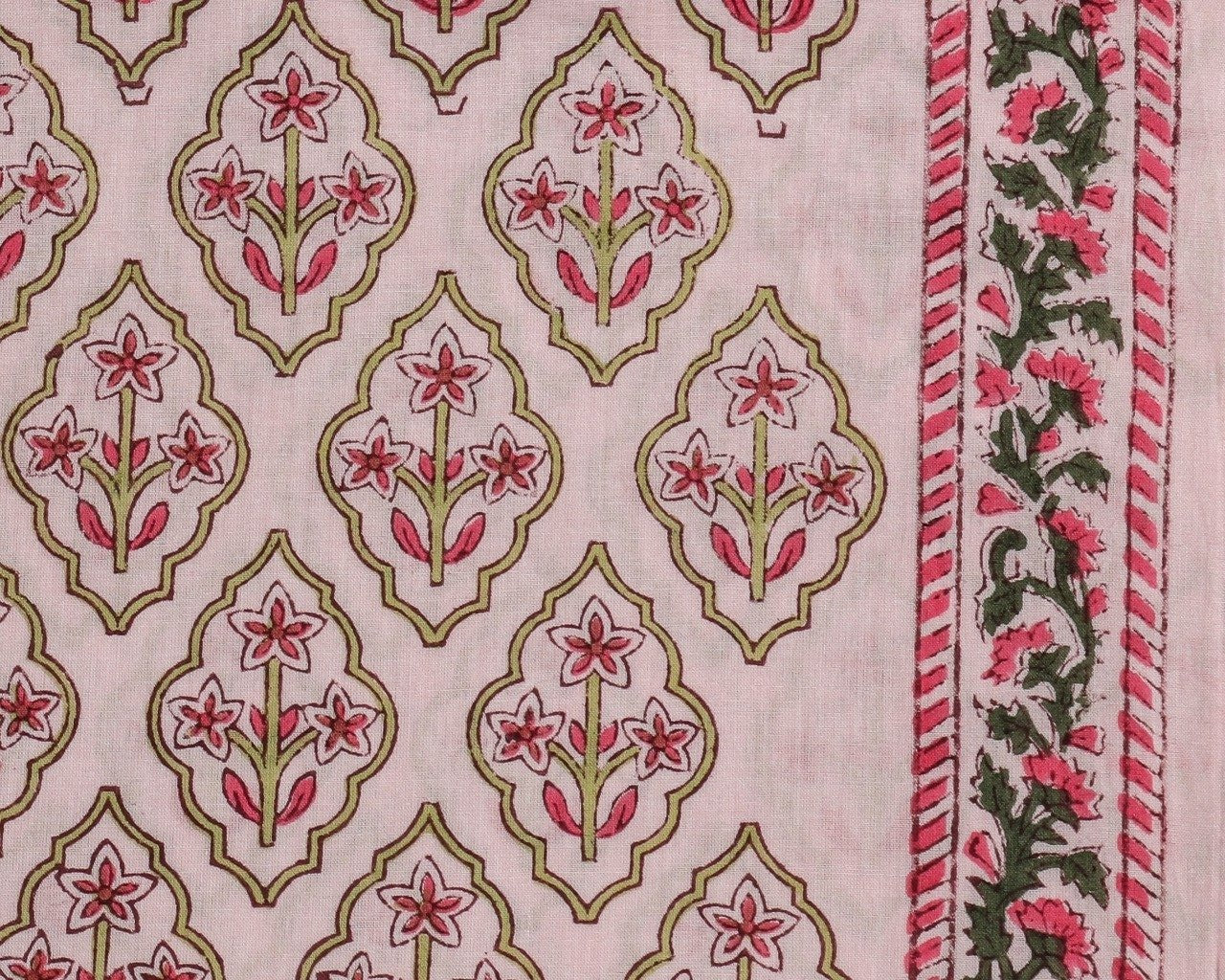 shop hand block print cotton suit with kota doria dupatta online