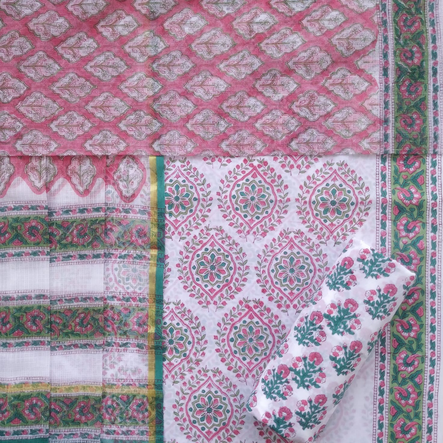 Shop cotton suit set with kota doria dupatta (3CKD519)