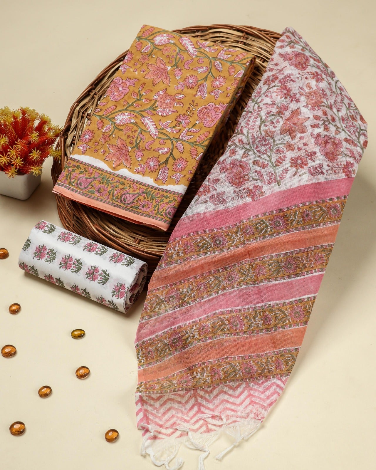 Shop cotton suit sets with kota doria dupatta (3CKD534)
