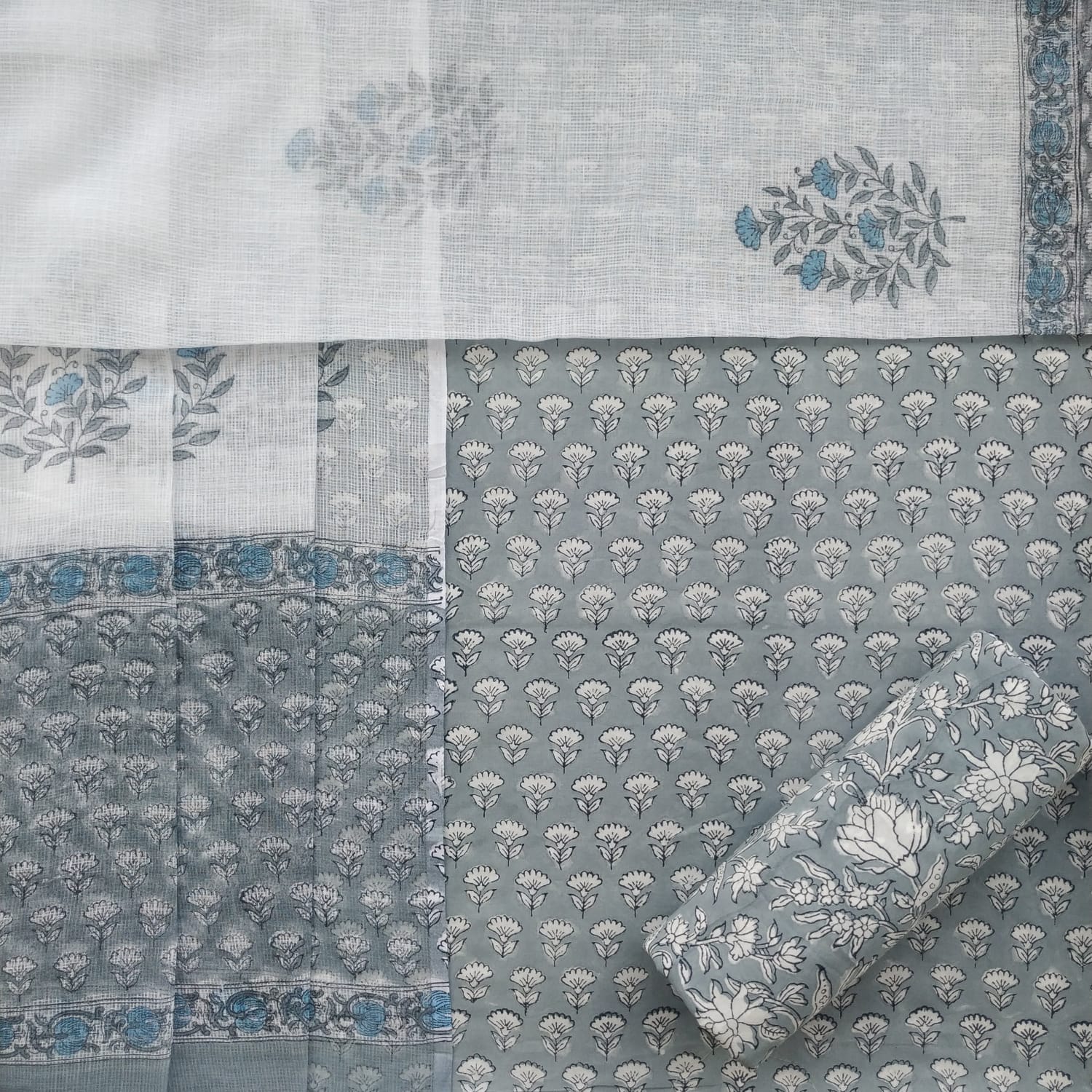 Shop kota doria dupatta cotton suit sets (3CKD550)