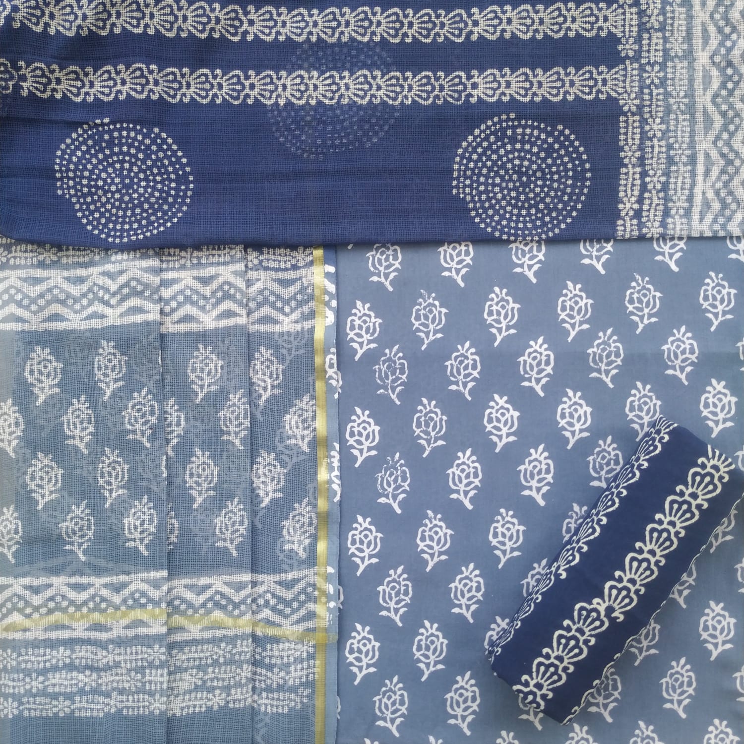 Shop cotton suit sets with kota doria dupatta (3CKD551)