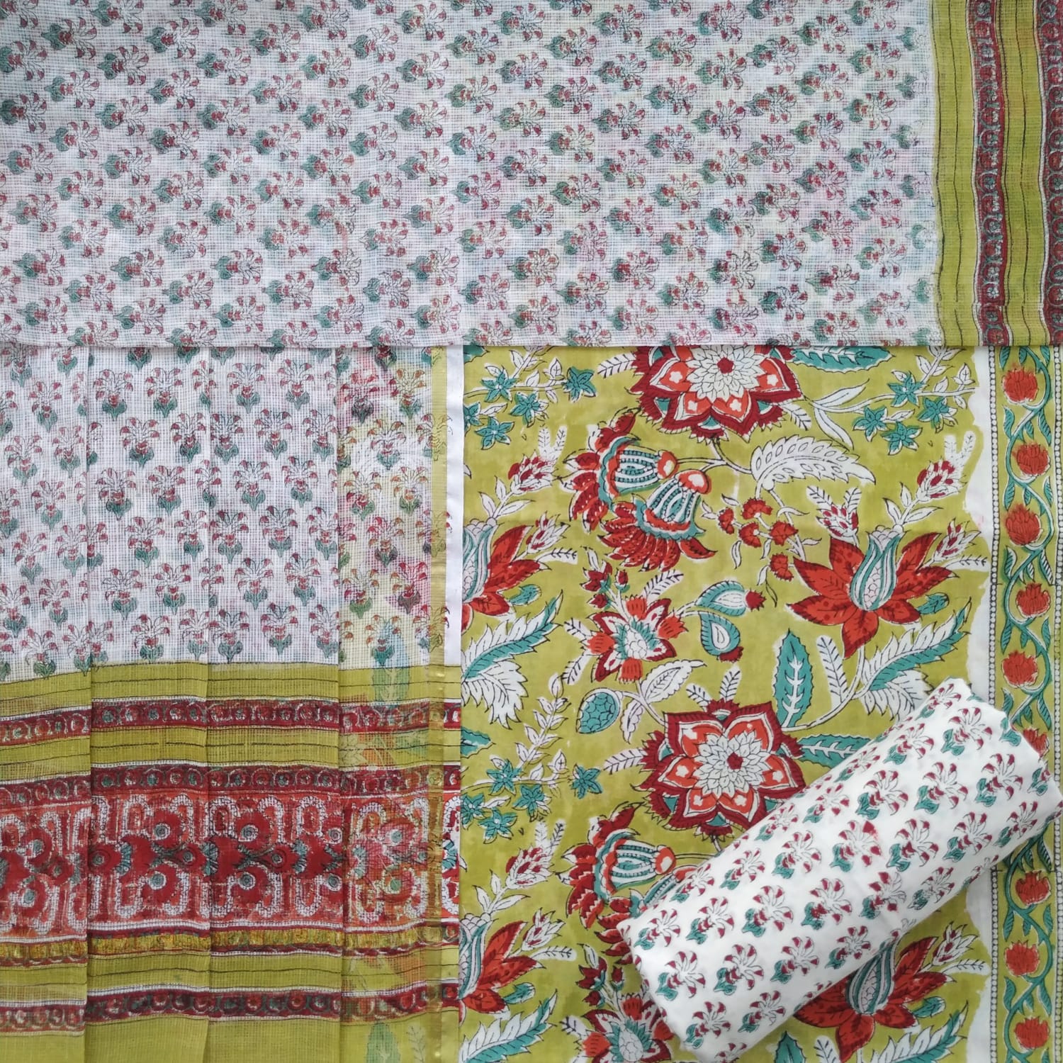 Shop cotton suit sets with kota doria dupatta (3CKD554)