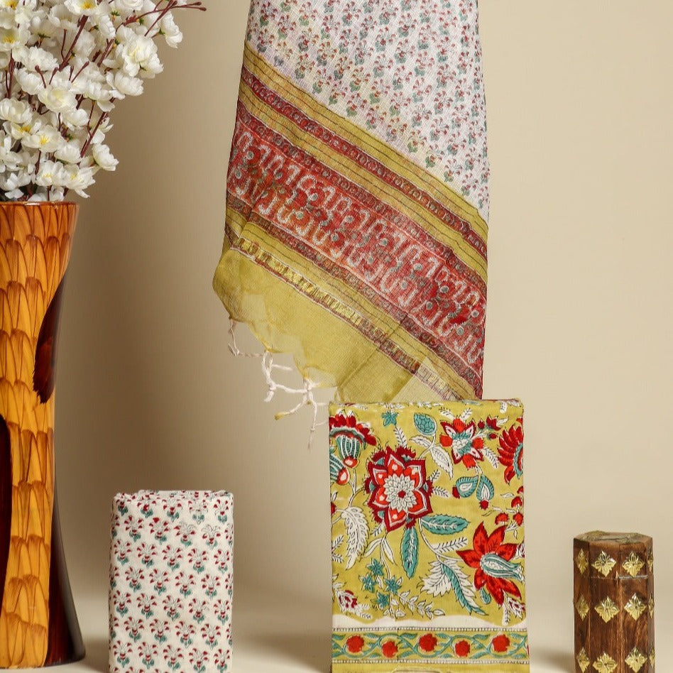 Shop cotton suit sets with kota doria dupatta (3CKD554)