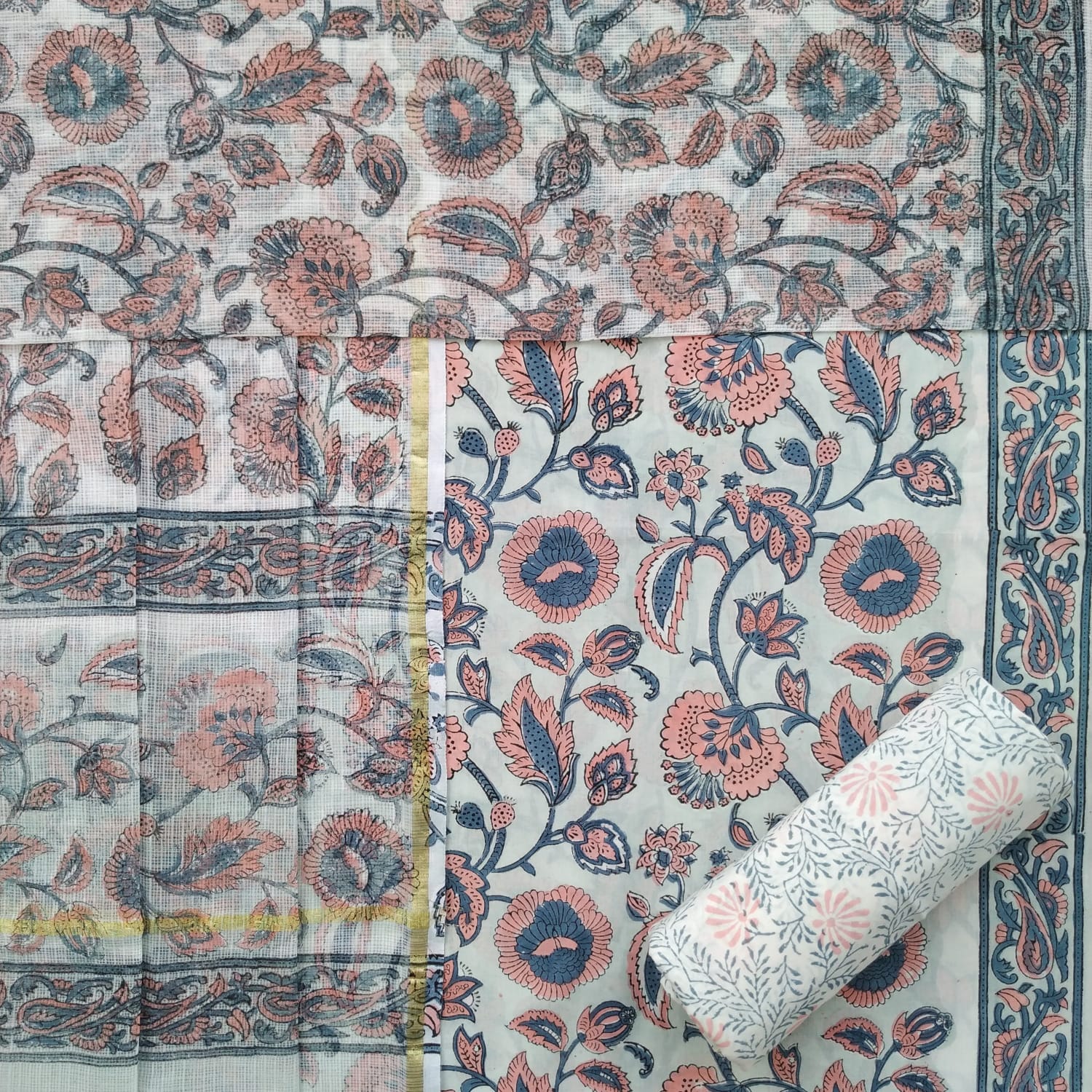 Shop cotton suit material with mulmul dupatta (3CKD586)